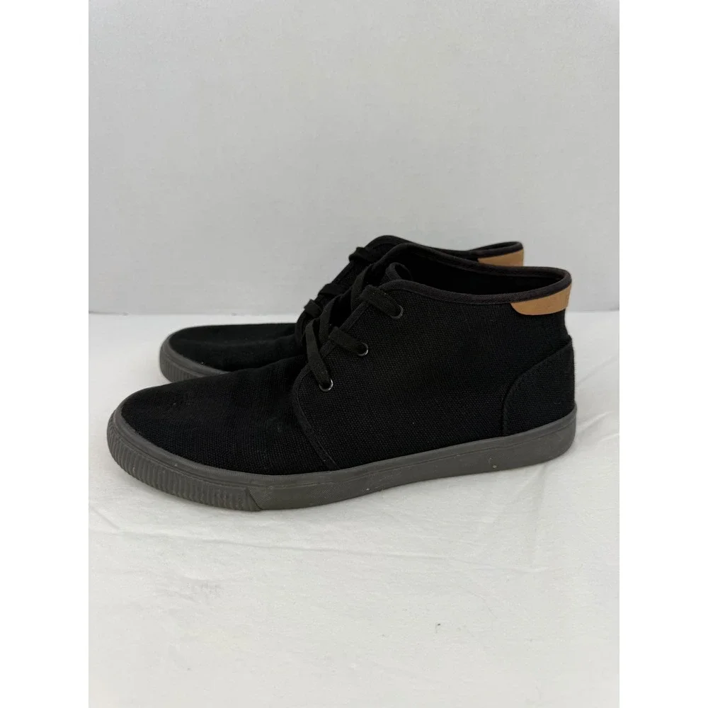 TOMS Mens Black Canvas Chukka Sneakers Mid Top Lace Up Shoes 9.5